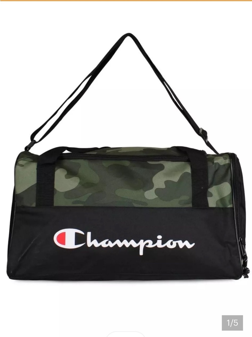 Champion Camo and Black Duffel Bag with Shoulder Strap Prologue